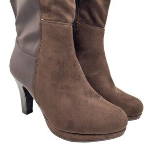 Lane Bryant Brown Faux Suede Knee-High Heeled Boots 8W